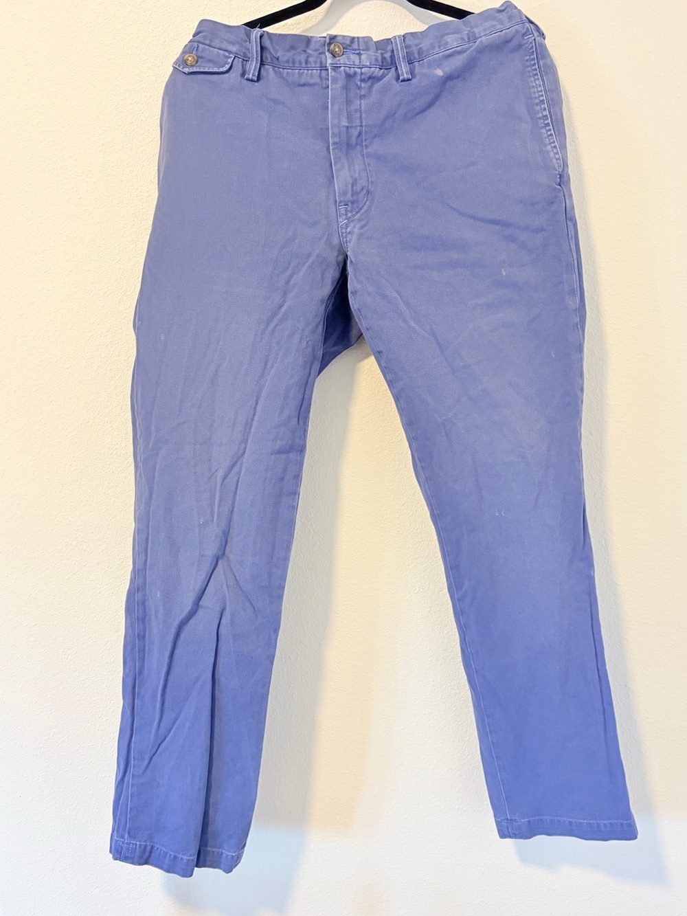 VTG Polo Ralph Lauren Mens 36x32 Distressed Periwinkle Blue Chino Pants Cotton
